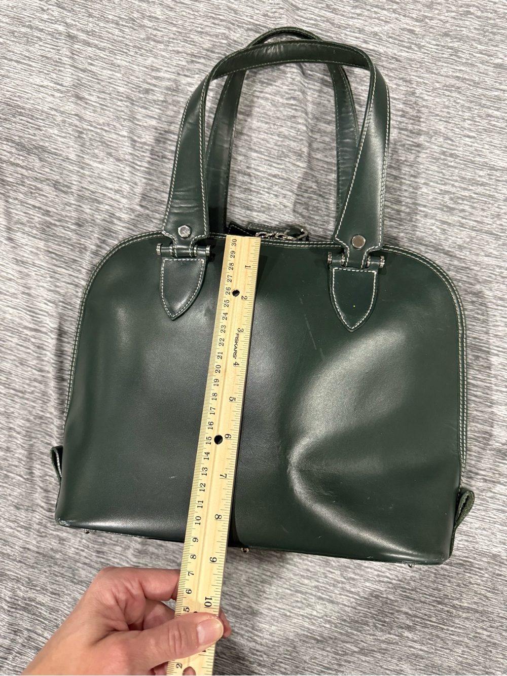 Dooney & Bourke Dark Green Leather Bintage Dome Satchel EUC - Picture 2 of 16